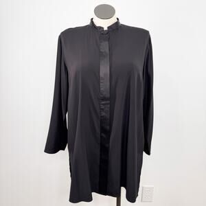 Citron Santa Monica Black Silk Tunic Top Minimalist Lagenlook Boho Work Size 0X